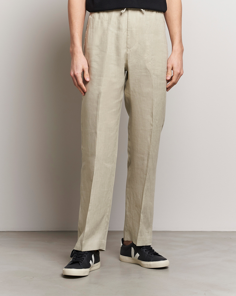 Herre | Hørbukser | Tiger of Sweden | Iscove Linen Drawstring Trousers Dawn Misty