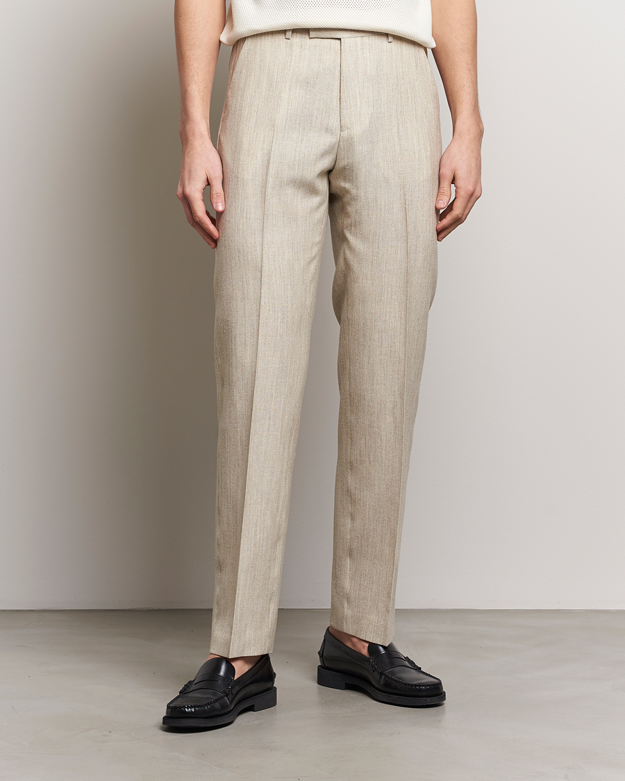 Herr | Tiger of Sweden | Tiger of Sweden | Tenser Wool/Linen Canvas Trousers Natural White