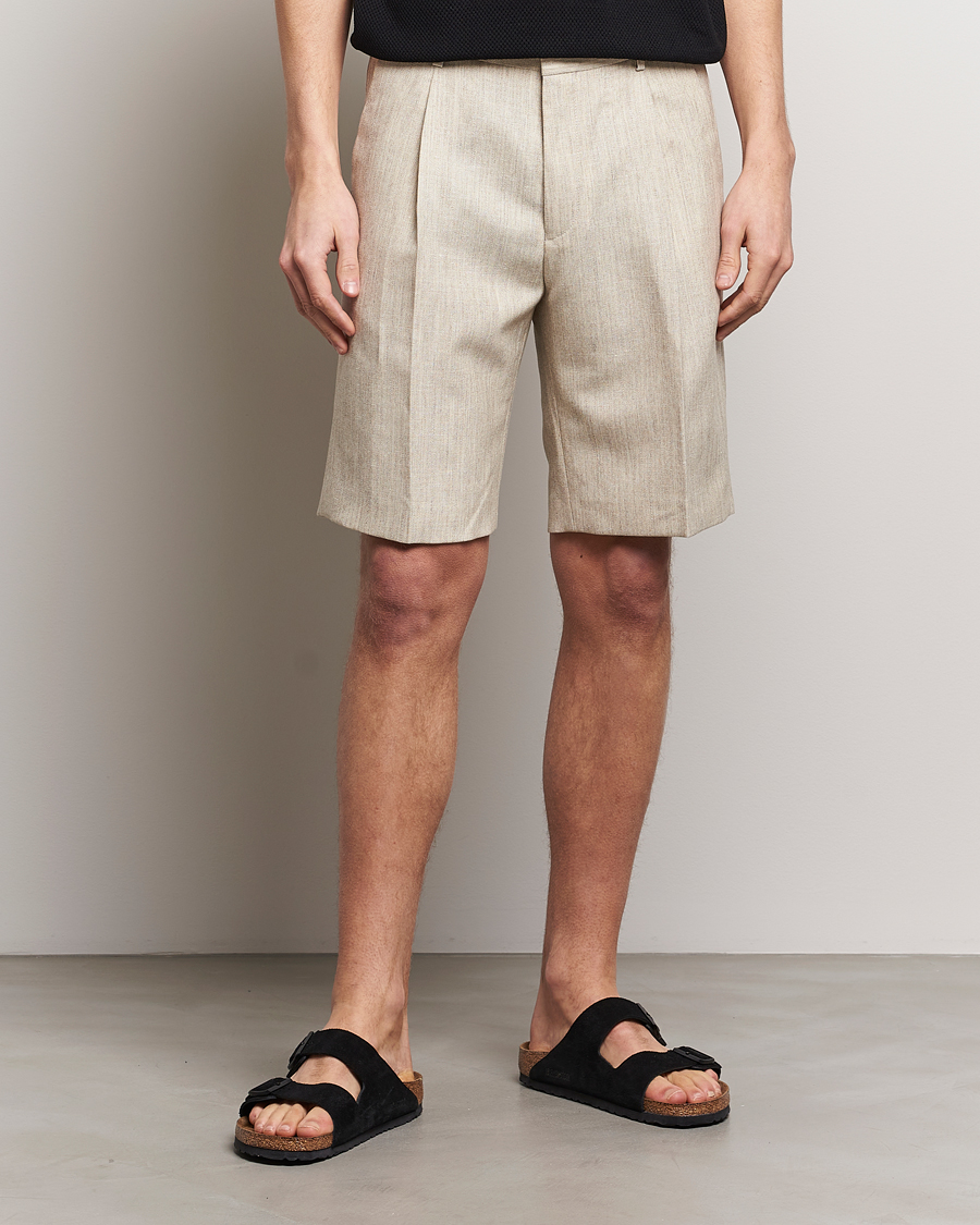 Herre | Shorts | Tiger of Sweden | Tulley Wool/Linen Canvas Shorts Natural White
