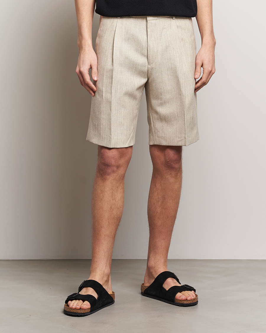 Herre | Hørshorts | Tiger of Sweden | Tulley Wool/Linen Canvas Shorts Natural White