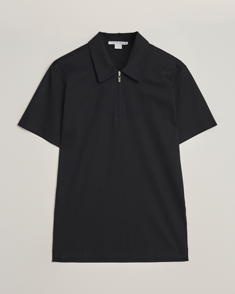 Herre | Polotrøjer | Tiger of Sweden | Laron Mercerized Cotton Half Zip Polo Black