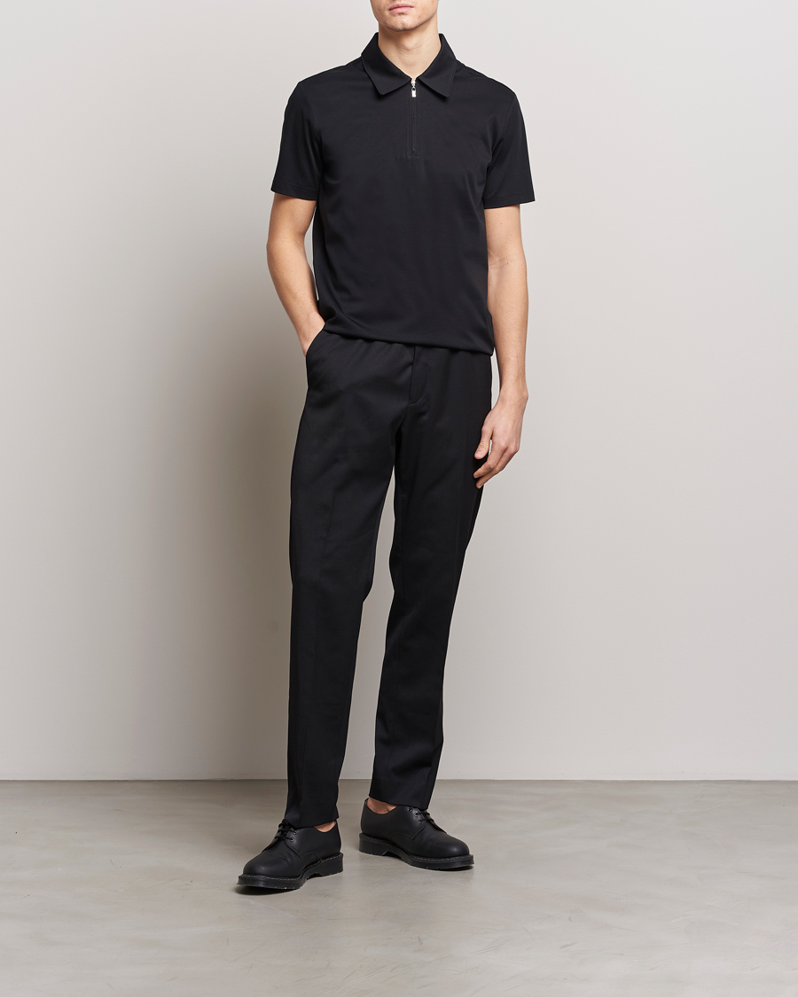 Herre | Polotrøjer | Tiger of Sweden | Laron Mercerized Cotton Half Zip Polo Black