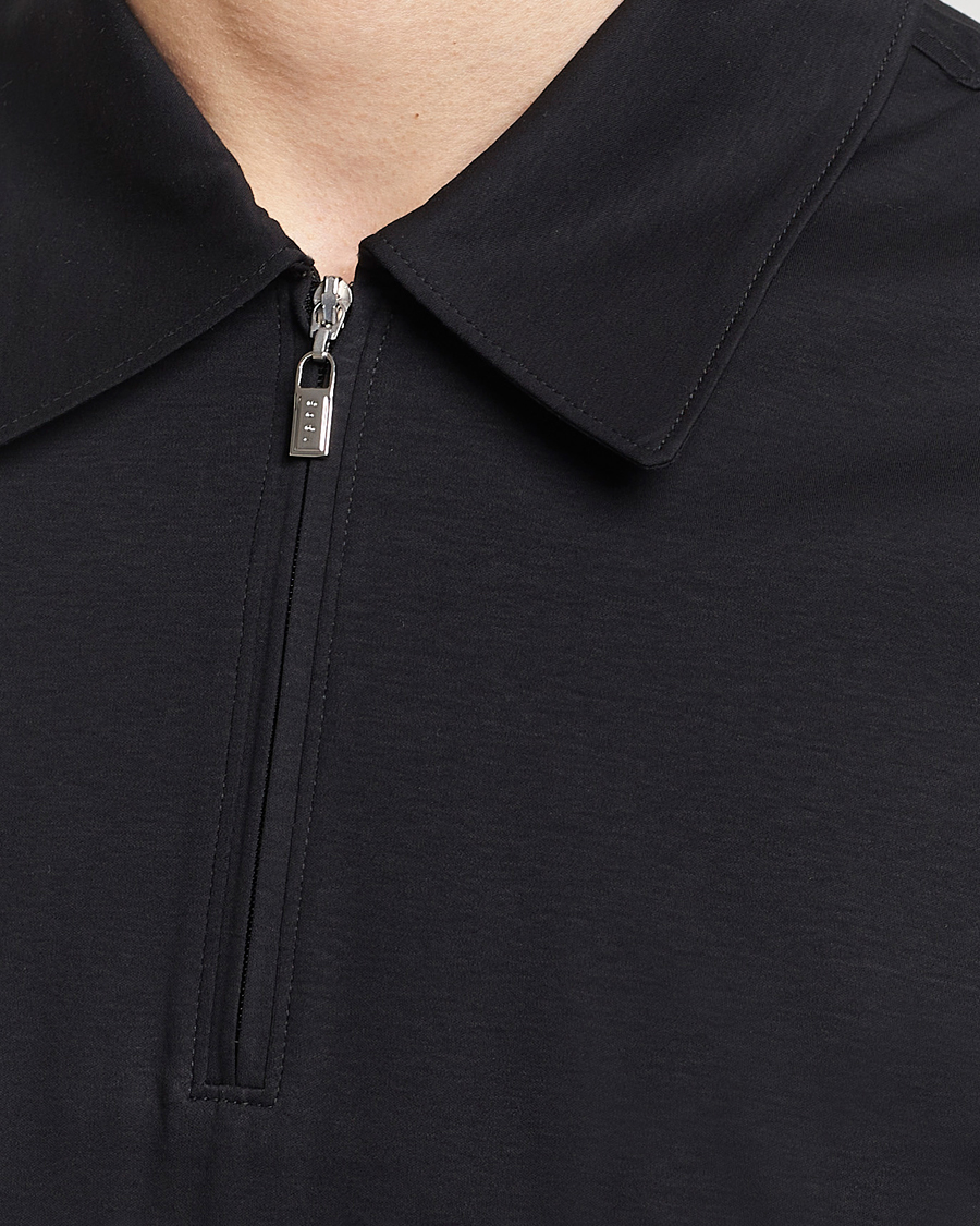Herre | Polotrøjer | Tiger of Sweden | Laron Mercerized Cotton Half Zip Polo Black