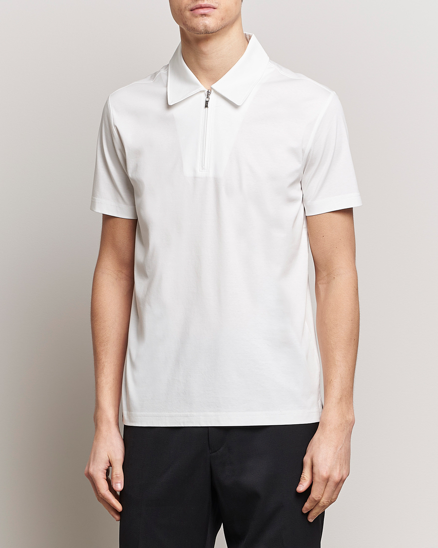 Herre | Polotrøjer | Tiger of Sweden | Laron Mercerized Cotton Half Zip Polo Summer Snow