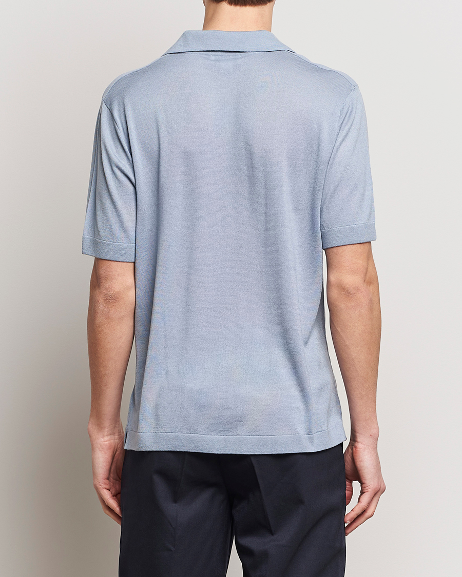 Herre | Polotrøjer | Tiger of Sweden | Beker Knitted Merino Open Collar Polo Polar Blue