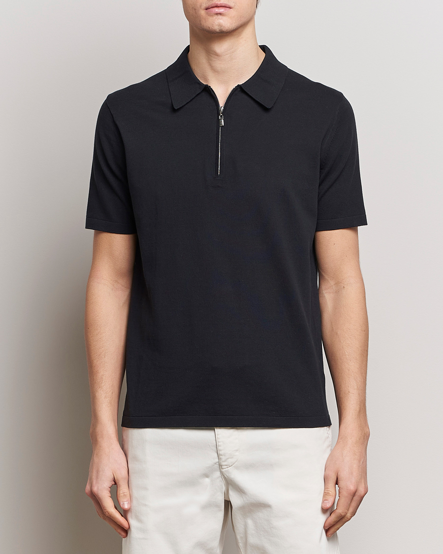 Herre | Kortærmede polotrøjer | Tiger of Sweden | Orbit Knitted Cotton Polo Dark Sailing