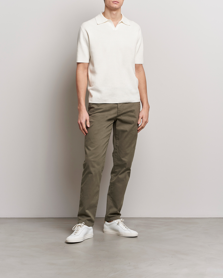 Herre | Polotrøjer | Tiger of Sweden | Maelon Linen/Cotton Knitted Polo Summer Snow