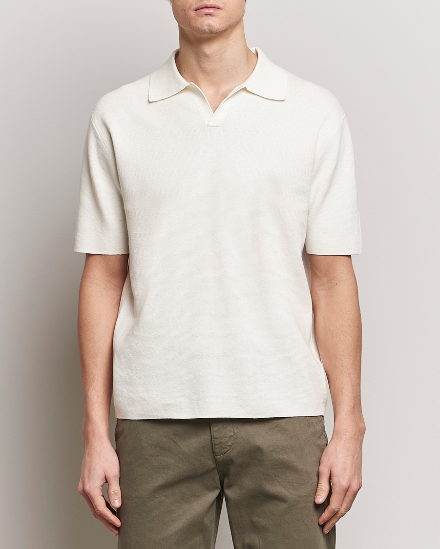 Herre | Kortærmede polotrøjer | Tiger of Sweden | Maelon Linen/Cotton Knitted Polo Summer Snow