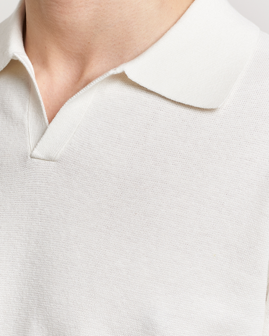 Herre | Polotrøjer | Tiger of Sweden | Maelon Linen/Cotton Knitted Polo Summer Snow