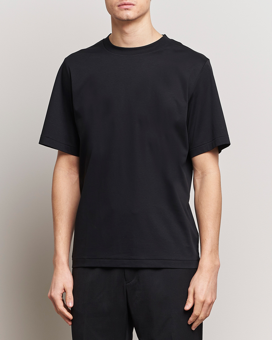 Herre | Kortærmede t-shirts | Tiger of Sweden | Mercerized Cotton Crew Neck T-Shirt Black