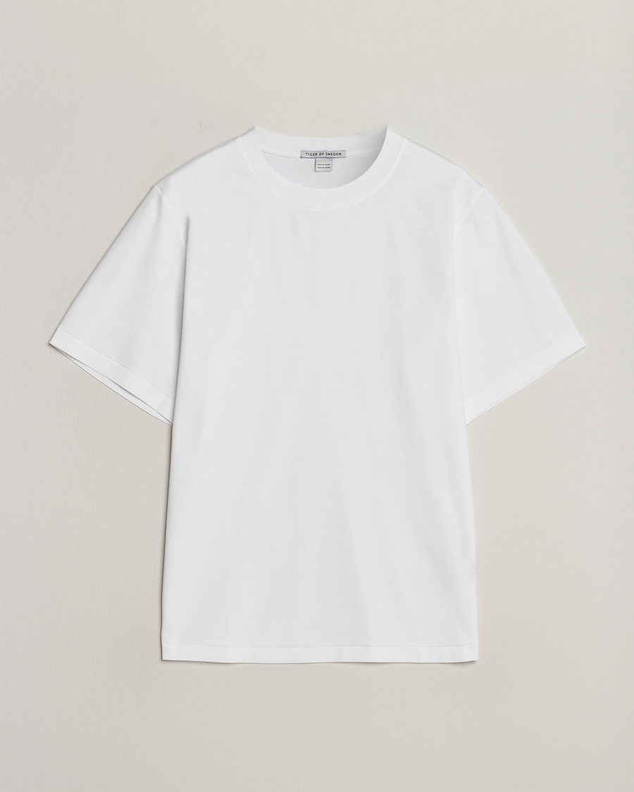 Herre | T-Shirts | Tiger of Sweden | Mercerized Cotton Crew Neck T-Shirt Pure White