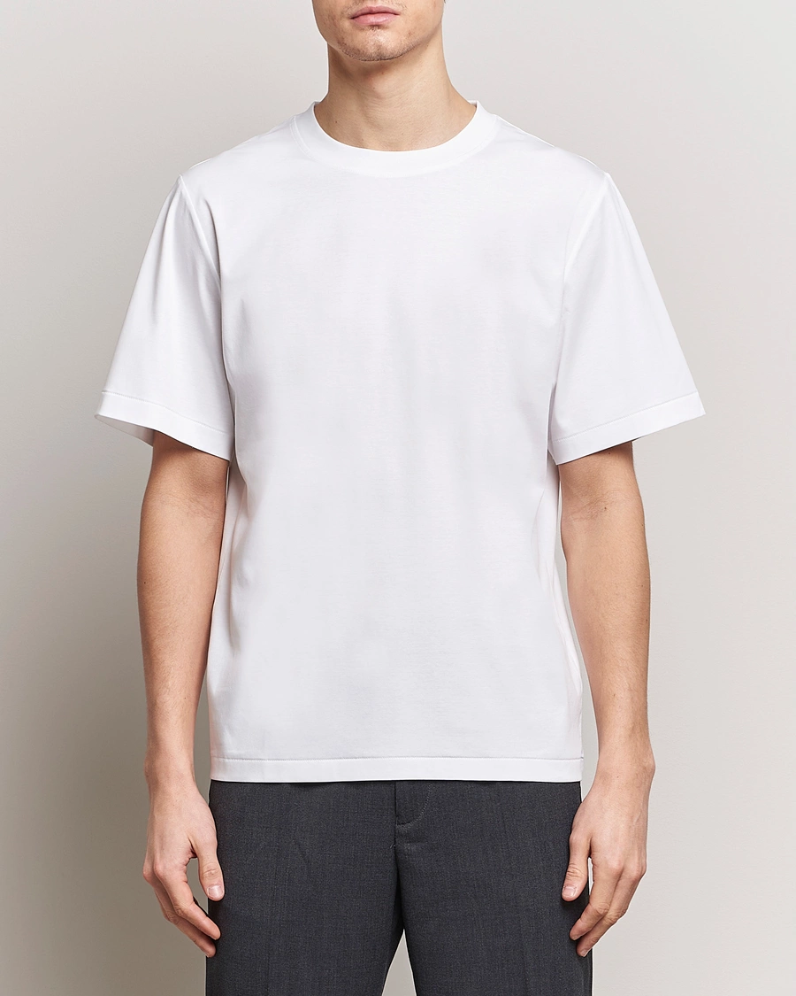 Herre | Kortærmede t-shirts | Tiger of Sweden | Mercerized Cotton Crew Neck T-Shirt Pure White