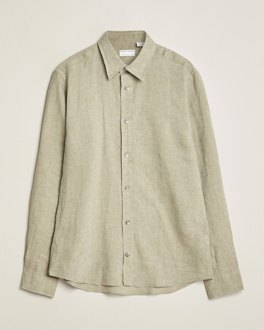 Herre | Skjorter | Tiger of Sweden | Spenser Linen Shirt Olive Green