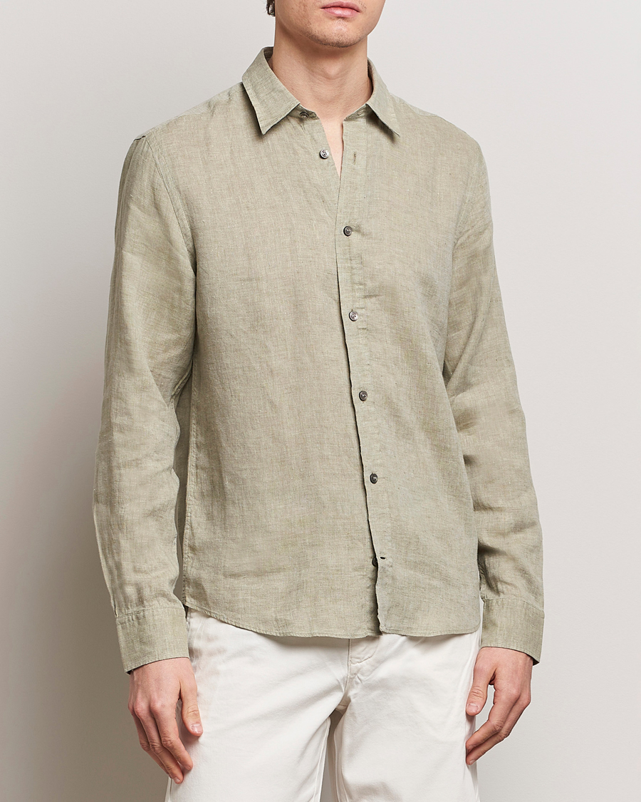 Herre | Casual | Tiger of Sweden | Spenser Linen Shirt Olive Green