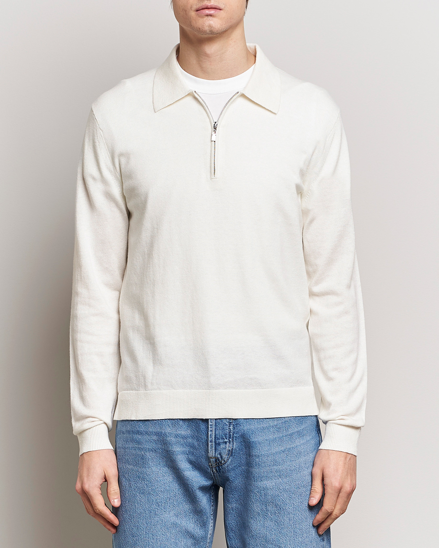 Herre | Trøjer | Tiger of Sweden | Orbit Wool/Cotton Half Zip Summer Snow