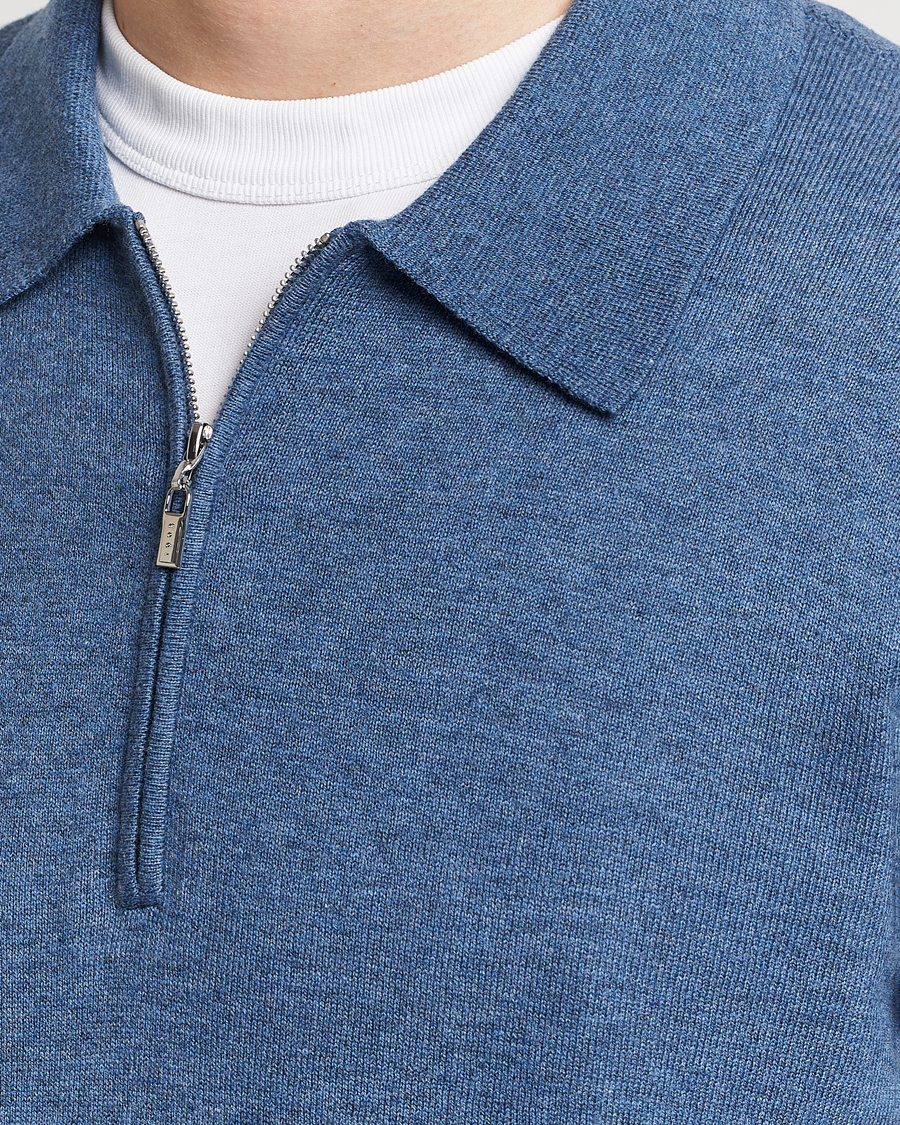 Herre | Trøjer | Tiger of Sweden | Orbit Wool/Cotton Half Zip Thunder Blue