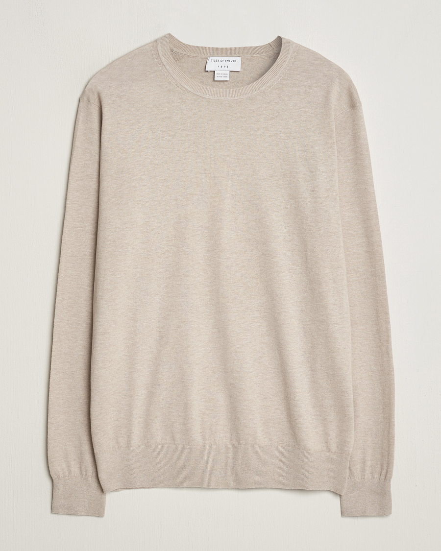 Herre | Trøjer | Tiger of Sweden | Michas Cotton/Linen Knitted Sweater Soft Latte