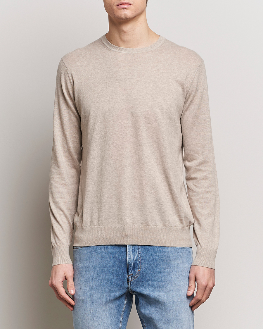 Herre | Tøj | Tiger of Sweden | Michas Cotton/Linen Knitted Sweater Soft Latte