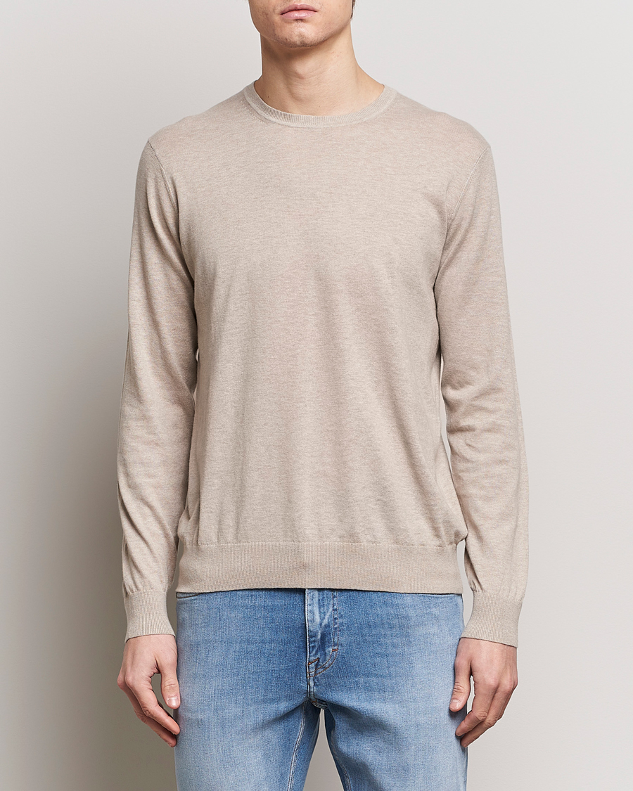 Herre | Trøjer | Tiger of Sweden | Michas Cotton/Linen Knitted Sweater Soft Latte