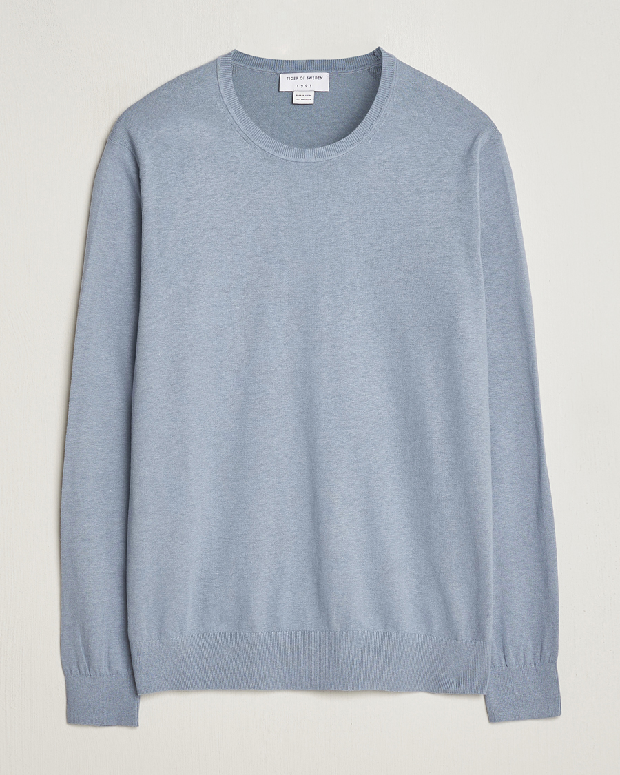 Herre |  | Tiger of Sweden | Michas Cotton/Linen Knitted Sweater Polar Blue