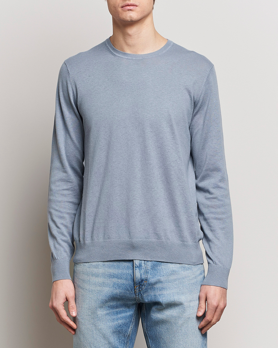 Herre | Wardrobe basics | Tiger of Sweden | Michas Cotton/Linen Knitted Sweater Polar Blue