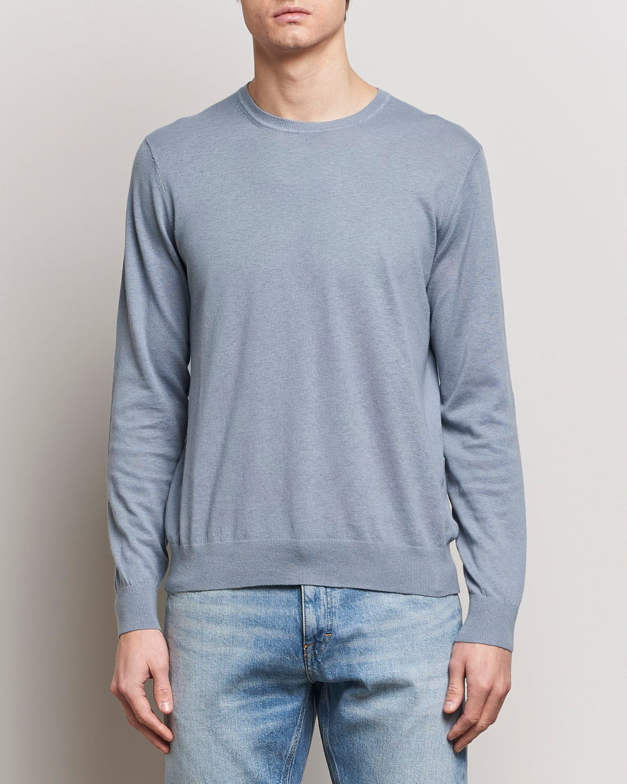 Herre | Trøjer | Tiger of Sweden | Michas Cotton/Linen Knitted Sweater Polar Blue