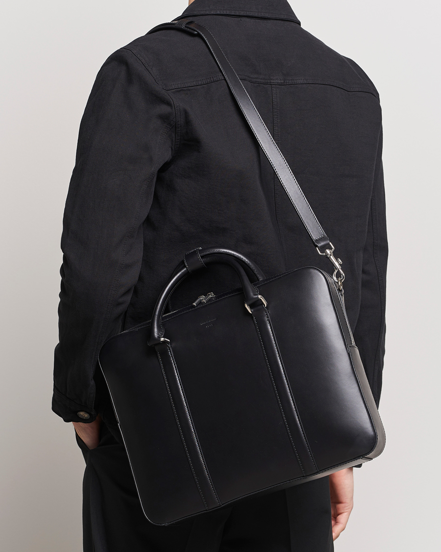 Herre | Tiger of Sweden | Tiger of Sweden | Brevis Smooth Leather Briefcase Black