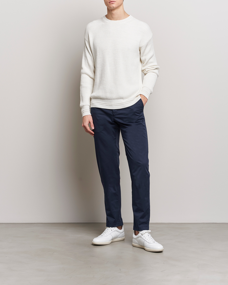 Herre | Trøjer | Kiton | Cotton/Silk Rib Pullover Off White