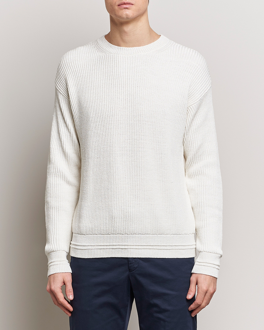 Herre | Trøjer | Kiton | Cotton/Silk Rib Pullover Off White