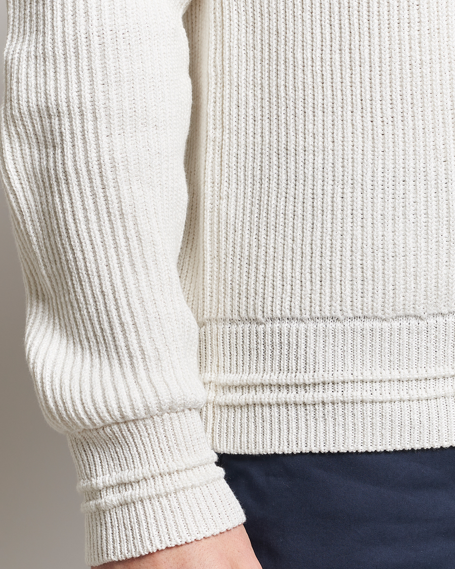 Herre | Trøjer | Kiton | Cotton/Silk Rib Pullover Off White