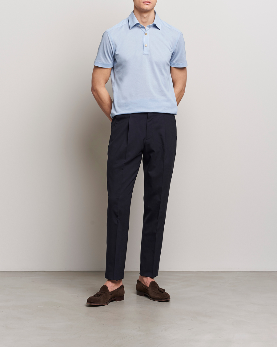 Herre | Polotrøjer | Kiton | Short Sleeve Jersey Polo Light Blue