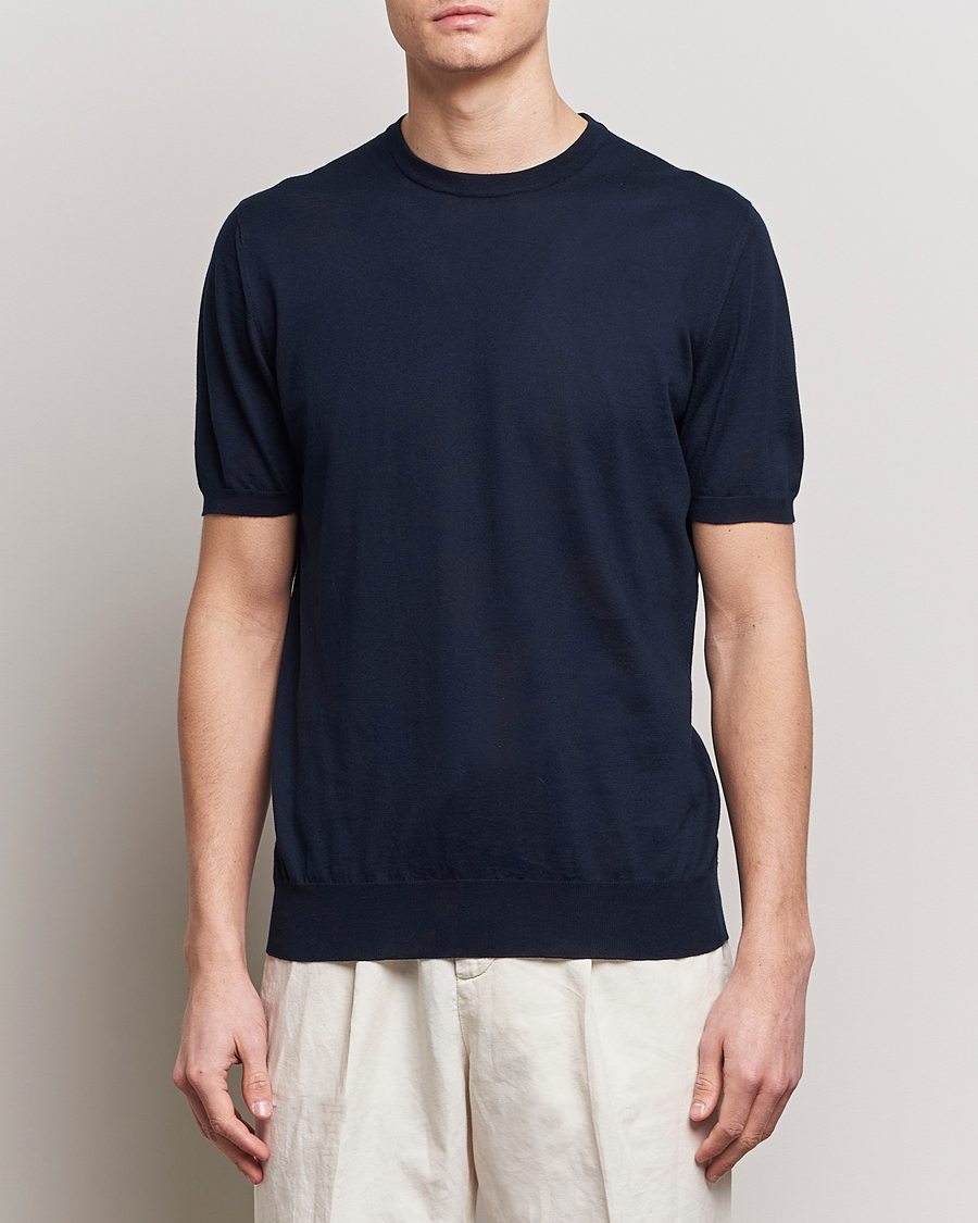 Herre | Italian Department | Kiton | Sea Island Cotton Knit T-Shirt Navy