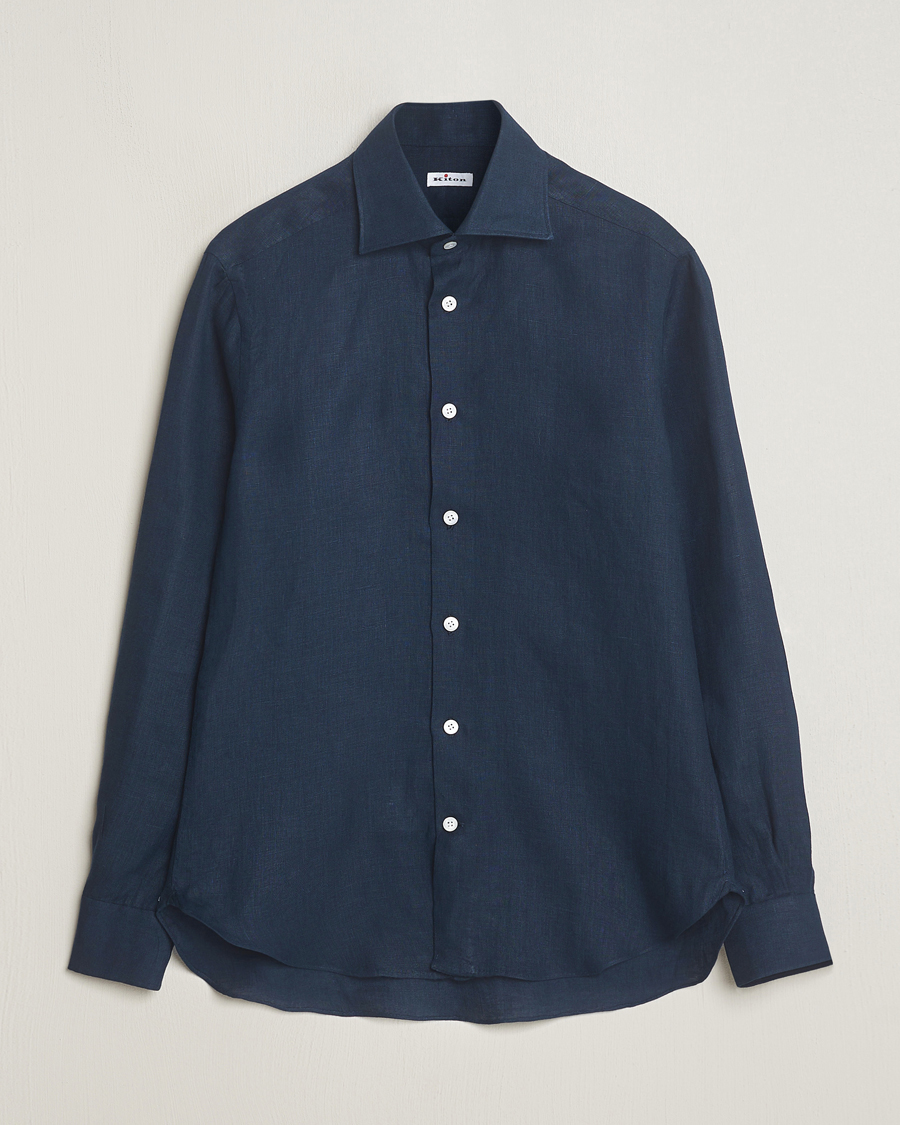 Herre |  | Kiton | Linen Sport Shirt Navy