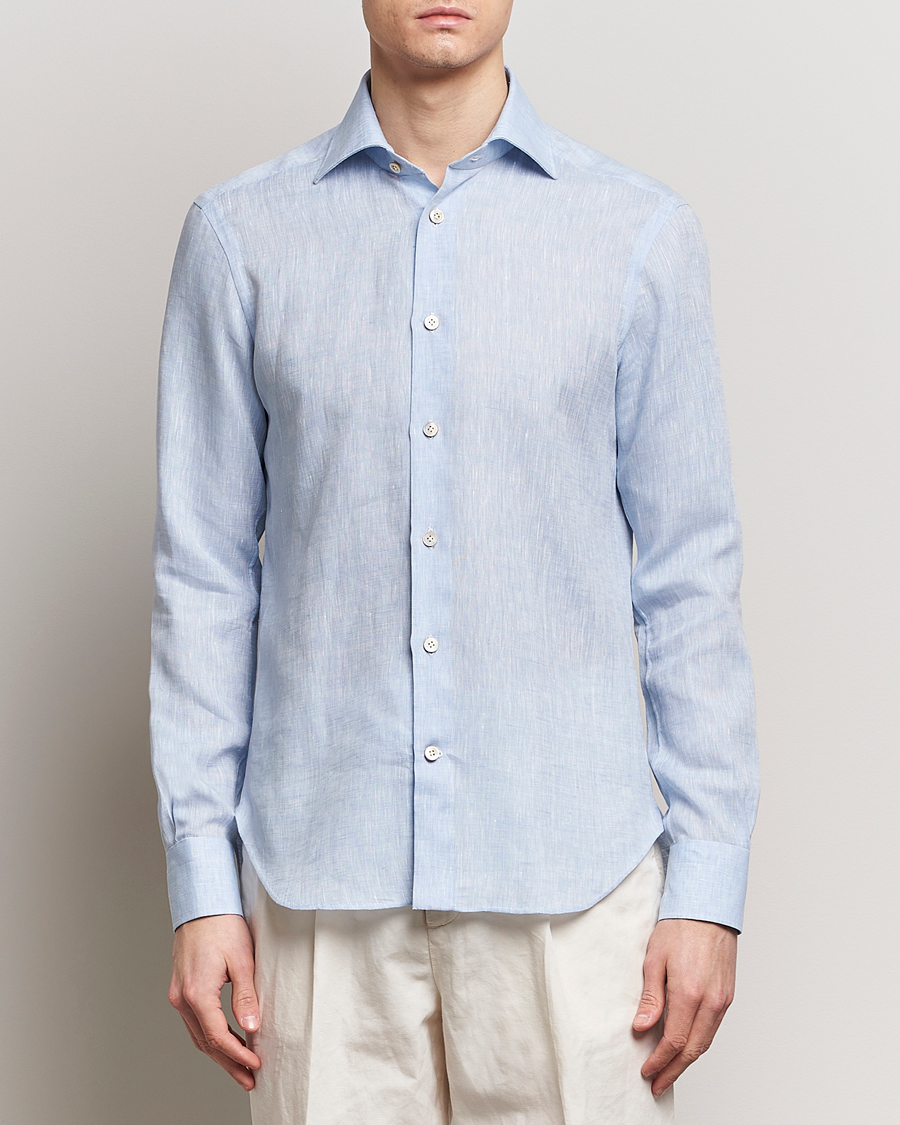 Herr |  | Kiton | Linen Sport Shirt Light Blue