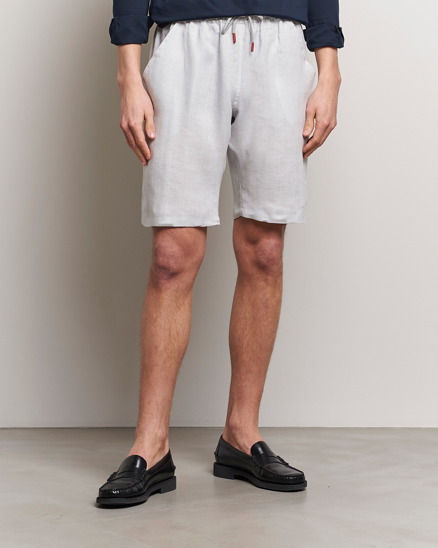 Herre | Hørshorts | Kiton | Linen Drawstring Shorts Light Grey