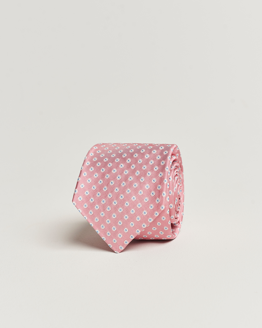 Herre | Kiton Micro Flower Silk Tie Pink | Kiton | Micro Flower Silk Tie Pink