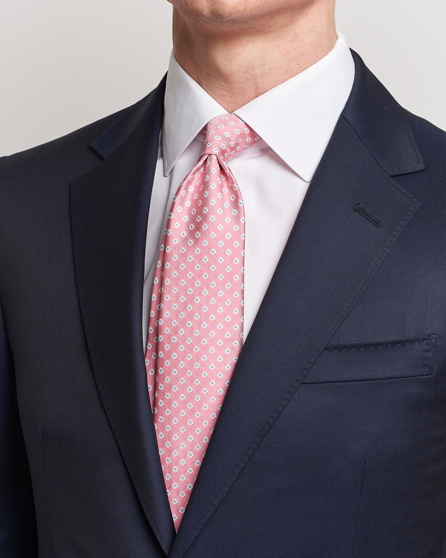 Herre | Italian Department | Kiton | Micro Flower Silk Tie Pink