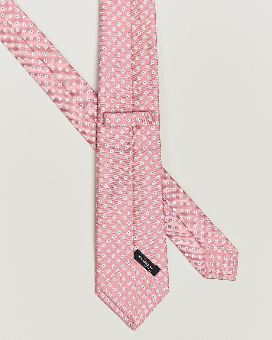 Herre | Kiton Micro Flower Silk Tie Pink | Kiton | Micro Flower Silk Tie Pink