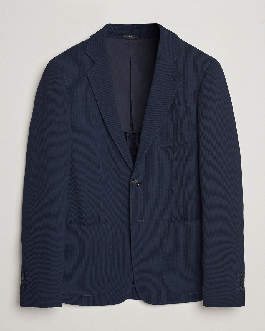 Herre | Blazere & jakker | Giorgio Armani | Single Breasted Rib Wool Blazer Navy