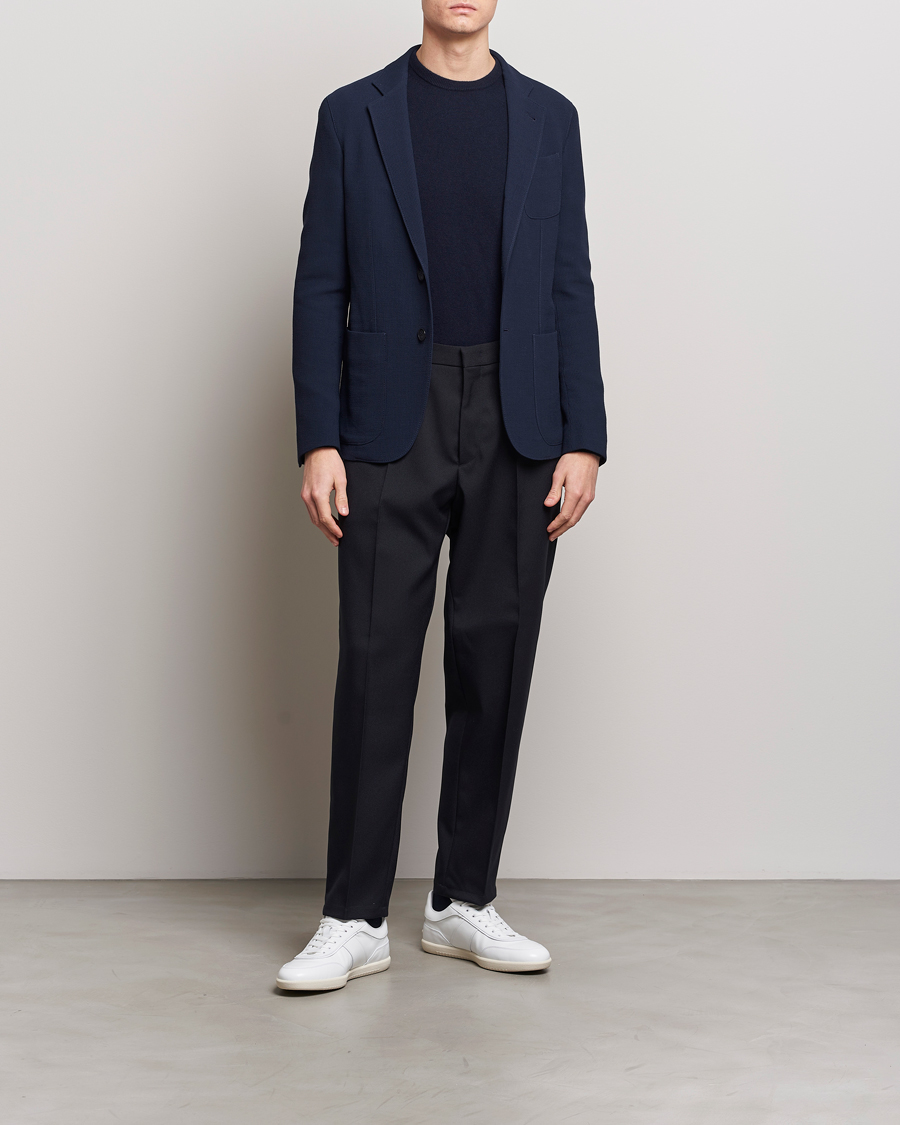 Herre | Blazere & jakker | Giorgio Armani | Single Breasted Rib Wool Blazer Navy