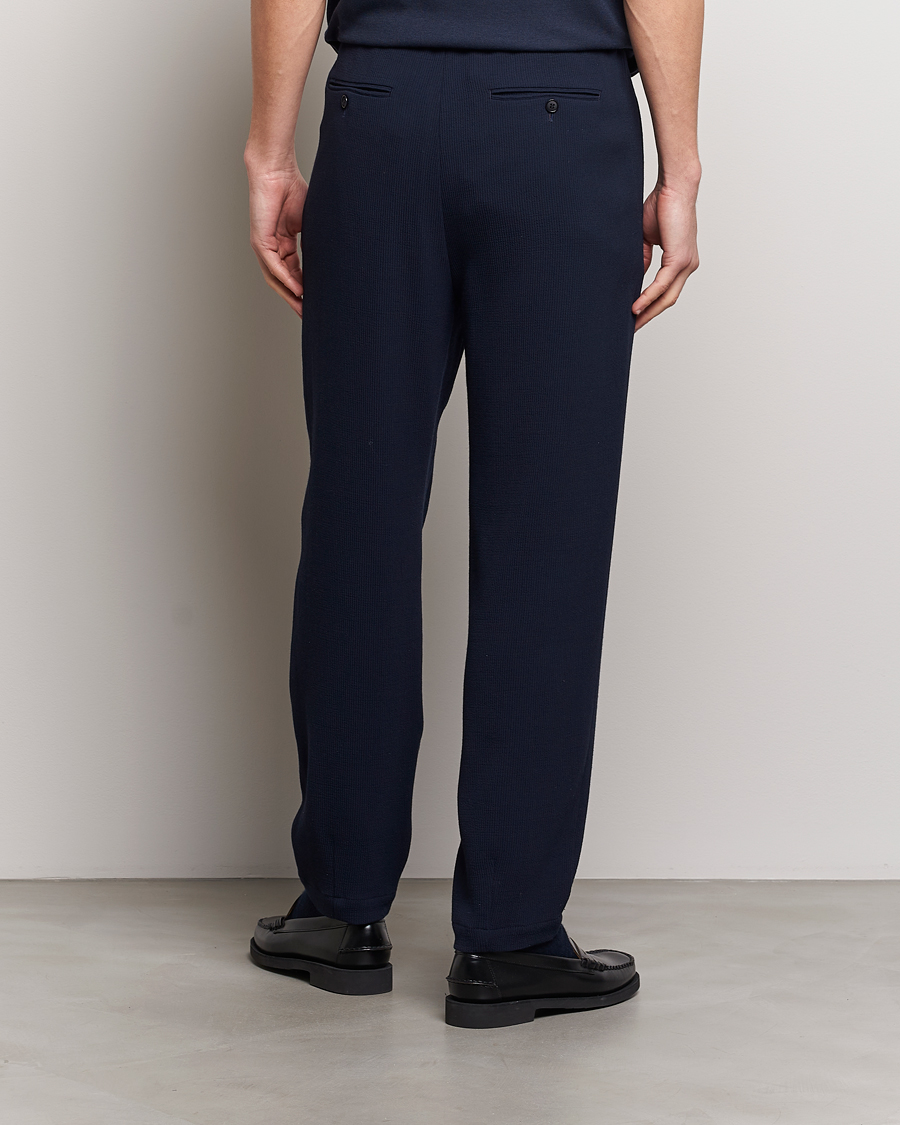 Herre | Bukser | Giorgio Armani | Pleated Rib Wool Trousers Navy