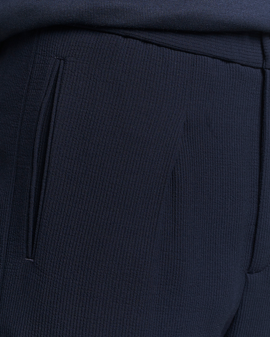 Herre | Bukser | Giorgio Armani | Pleated Rib Wool Trousers Navy