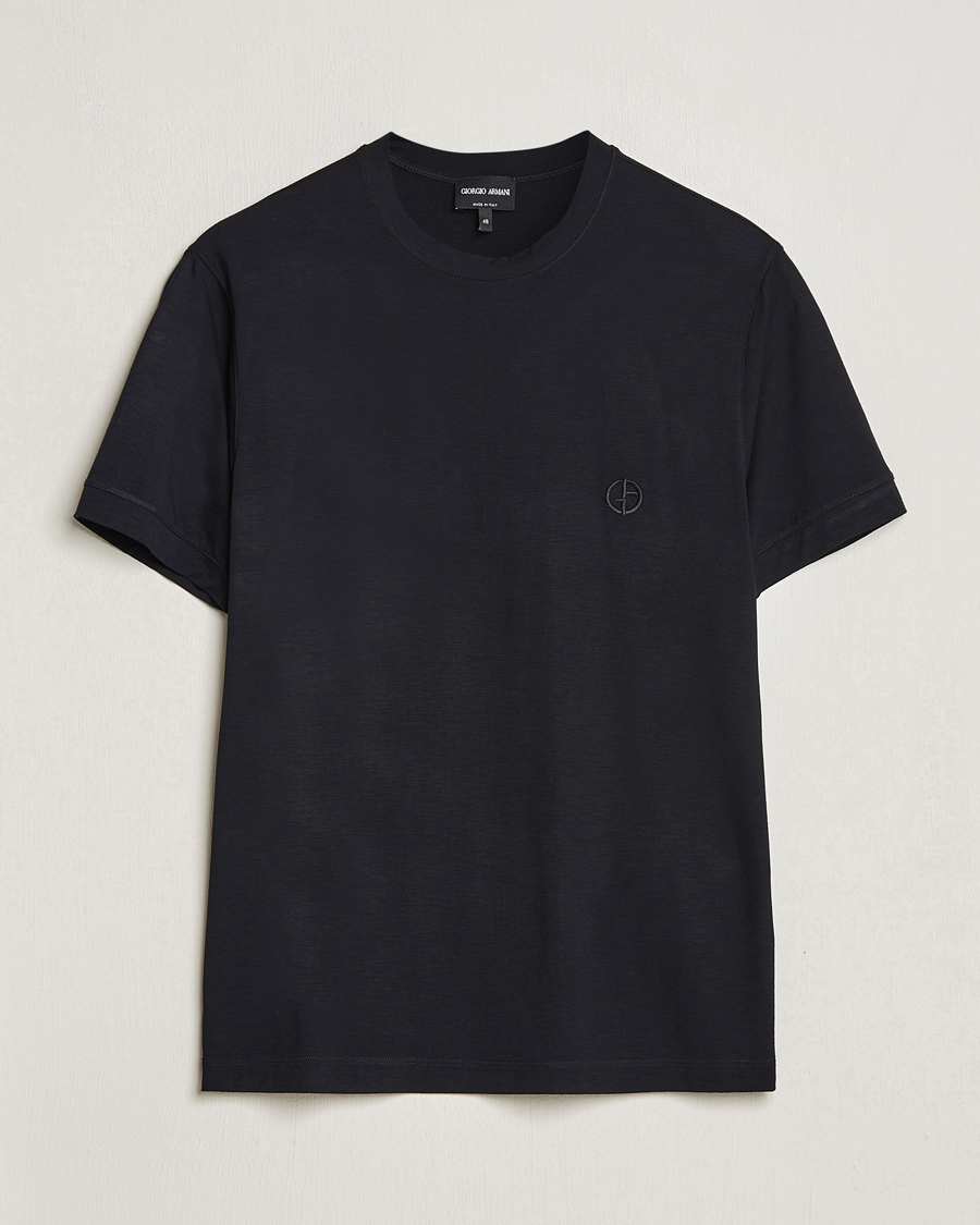 Herre |  | Giorgio Armani | Embroidered Logo T-Shirt Black