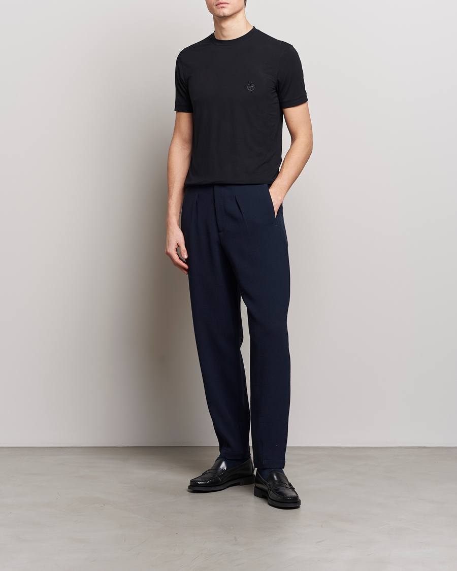 Herre | T-Shirts | Giorgio Armani | Embroidered Logo T-Shirt Black