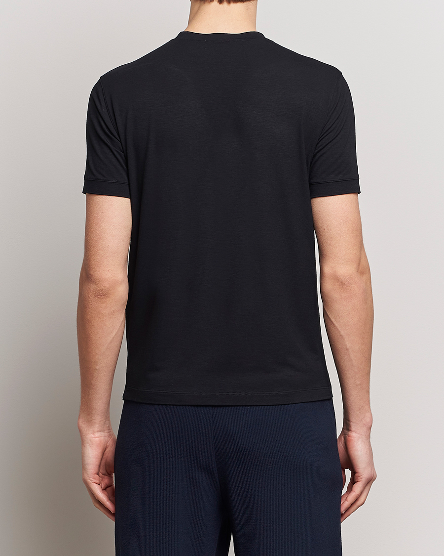 Herre | T-Shirts | Giorgio Armani | Embroidered Logo T-Shirt Black