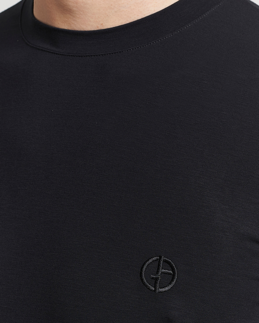 Herre | T-Shirts | Giorgio Armani | Embroidered Logo T-Shirt Black