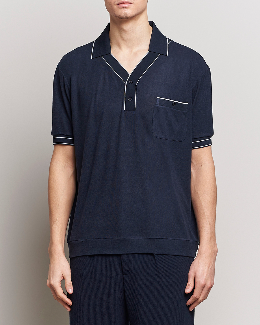 Herre | Italian Department | Giorgio Armani | Short Sleeve Riviera Polo Navy