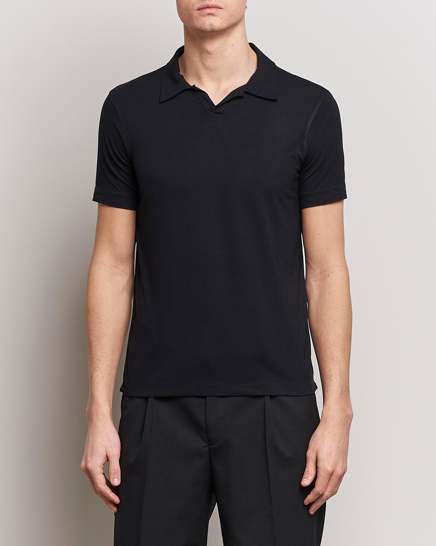 Herre | Italian Department | Giorgio Armani | Short Sleeve Stretch Polo Black