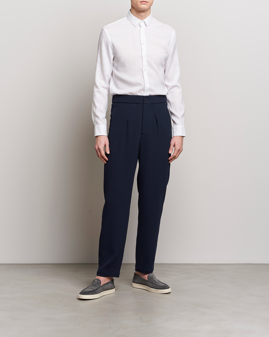 Herre | Skjorter | Giorgio Armani | Slim Fit Linen Shirt White