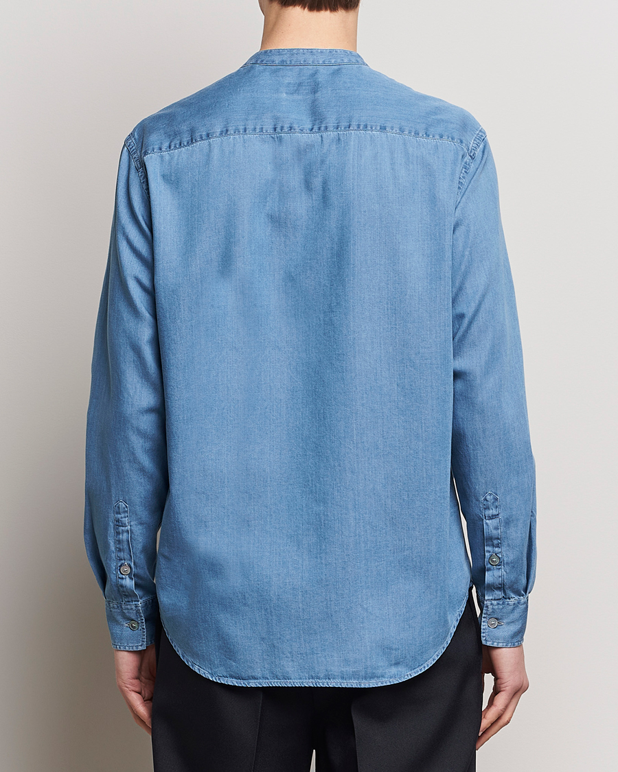 Herre | Skjorter | Giorgio Armani | Slim Fit Denim Guru Collar Shirt Light Indigo